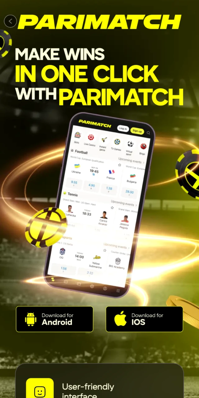 Initiate the Parimatch APK download by tapping button on the official website.